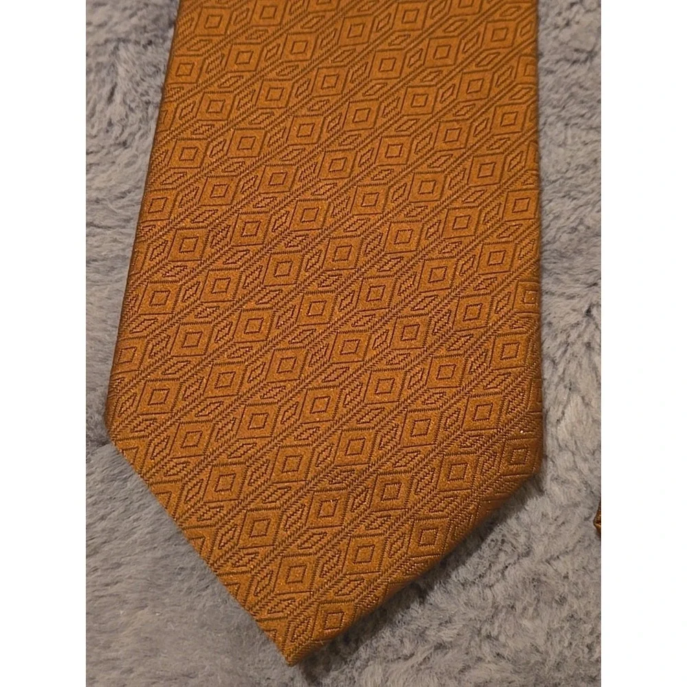 Vintage Towncraft Deluxe Tie Mens Brown Textured Geometric 70s Retro 4